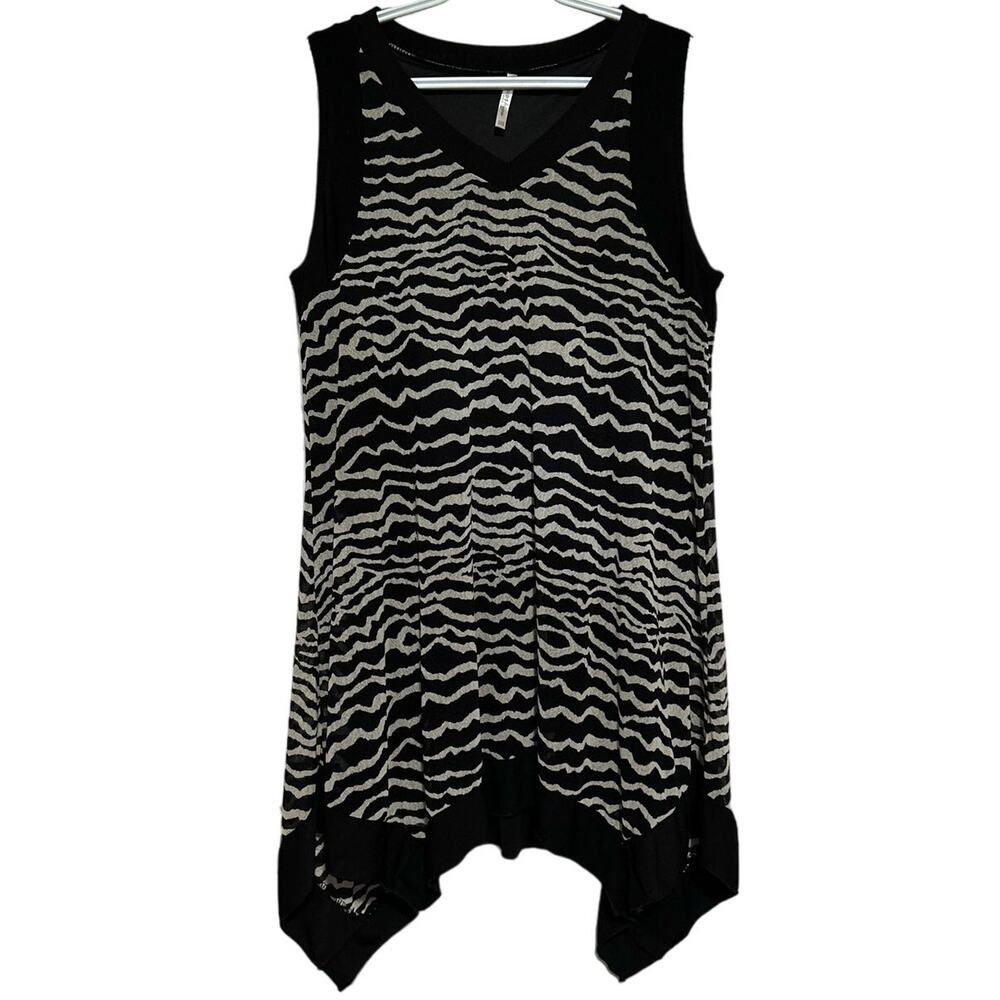 India Boutique‎ Women's Black Cream Sleeveless Shark Bite Dress One Size